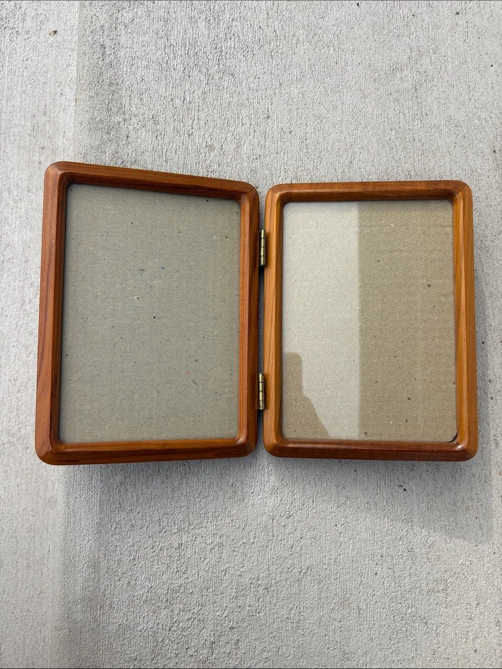 VTG Teak Wood Bifold Double Picture Frame 5x7 Hinged Thailand MCM